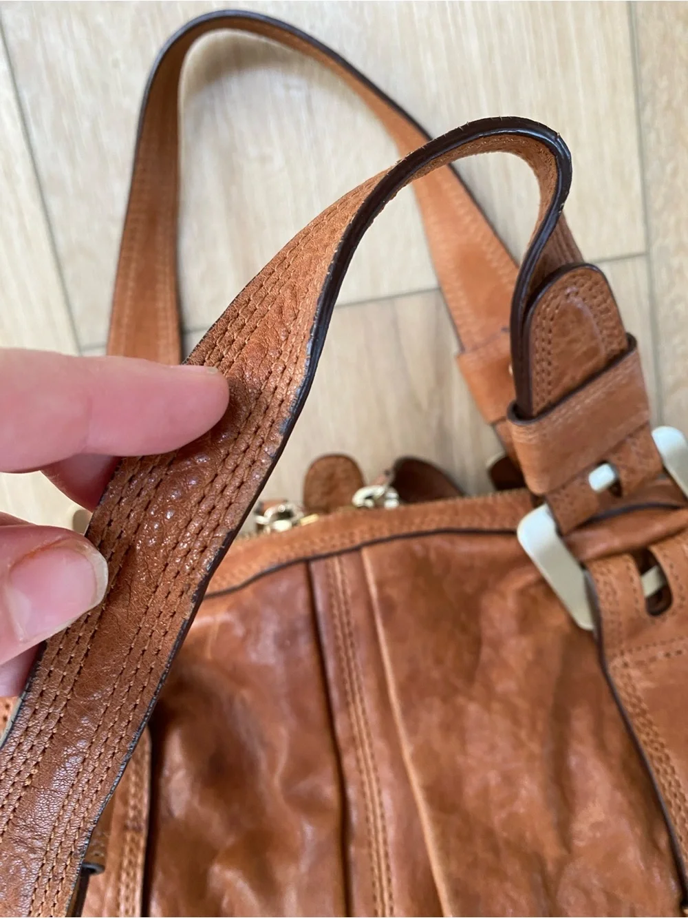 Michael Kors Brown Leather Hand Bag with Gold Hardware